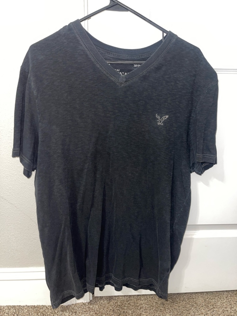 American Eagle Outfitters Men’s Black V-Neck with Embroidered Logo